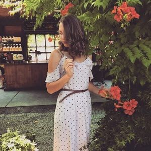 Pok-a-dot pink maxi summer dress